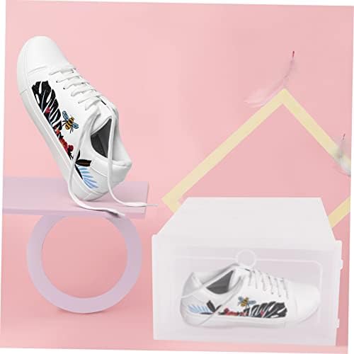 Cabilock 6pcs кутии за чевли со кутии со капаци за преклопување чевли чист сад со канти за складирање на капаци чисти кутии за чевли за чевли за