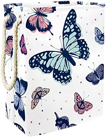 Апстрактни Пеперутки Сина Црвена Пречка За Перење Со Рачки Голема Корпа Што Се Склопува За Корпа За Складирање, Детска Соба, Организатор