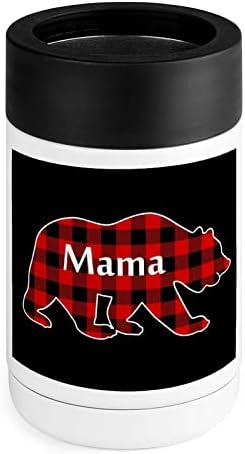 Карирана мама мечка ладилна чаша не'рѓосувачки челик изолиран конзерва за ладилници за ладилници со капаци за жени подароци