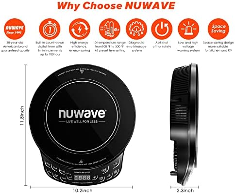 Nuwave Flex Прецизност Индукција Cooktop, Преносни, Големи 6.5 Греење Серпентина, Температура ОД 100F ДО 500F, 3 Моќност Поставувања 600,