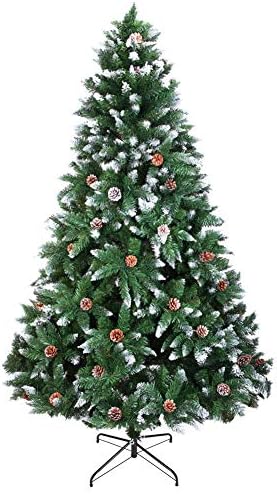 6 -тина шарка вештачка новогодишна елка, снег се собра 920 совети со бор конуси Метал штанд за домашна дневна соба за одмор