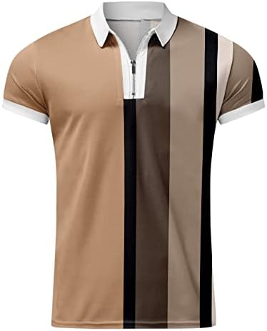 Менс Поло кошули патент V-врат-врат Краток ракав лабава мускулна маица со лесни полови кошули за мажи тенок вклопување