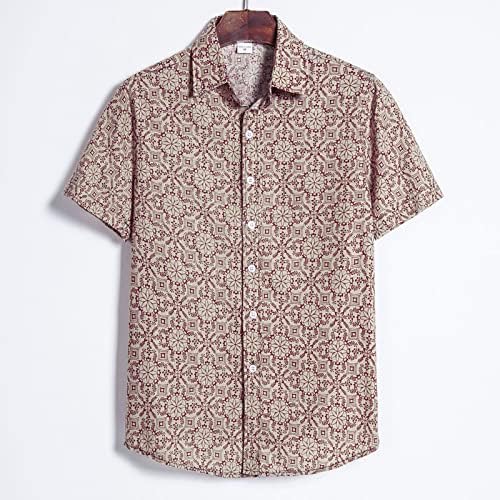 Гроздобер кошули за мажи тропски краток ракав Хавајски кошула лето копче надолу со маица опуштено вклопување на обични плажа врвови