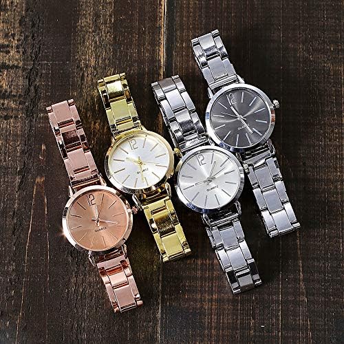 Watchенски часовник, кварц од не'рѓосувачки челик лента за случаен часовник за часовници на рачен зглоб