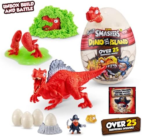 Smashers Dino Island Mega Spinosaurus од Зуру, играчки за диносауруси за деца 5+, вклучува 25 изненадувања - одлично исполнето со лигите,