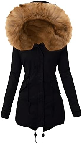 Плус палта со големина, преголема работа обична долга ракав Парка женски зимски удобно удобност со качулки, дебели парки, дебели