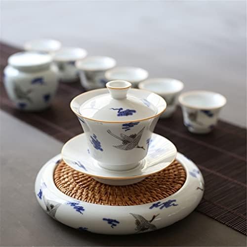 Walnuta 8 Постави сина и бела порцеланска кран со чај со чај, кинески кунг фу чај, изработен порцелански чај чај чај гаиван чај услуга (боја: