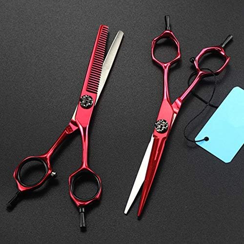 Ножици за сечење коса, 6 инчи јапонија 440с вино црвена коса ножици за сечење бербер ножици за разредување фризура ножици фризерски