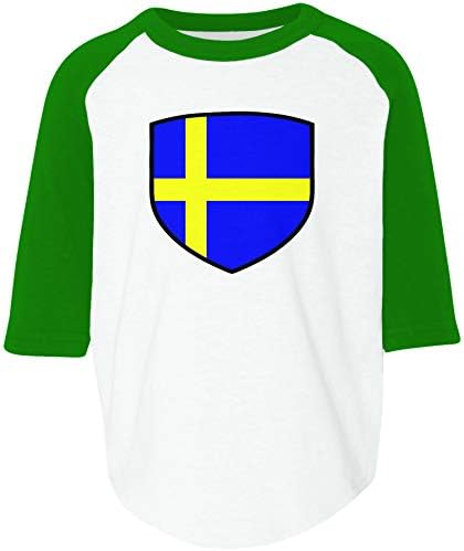 Амдеско Шведска штит Шведско знаме дете Раглан кошула
