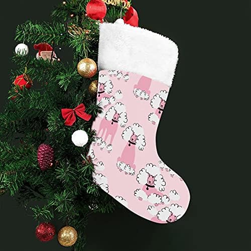 Симпатична розова пудлица персонализирана Божиќна порибување дома Божиќно дрво камин виси украси