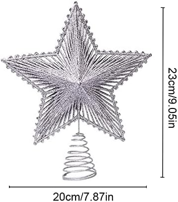 Вајмај 3 ПАРЧИЊА Божиќна Ѕвезда Топер Метал Блескаше Елка Топер Ѕвезда Дрво Декорација За Новогодишна Елка Домашен Декор-9 Инчи