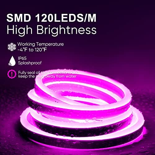 Производи за пакети за пакети со сјај на алуминиумски канали со розова 5M/16.4ft LED Neon Rope Lights Kit