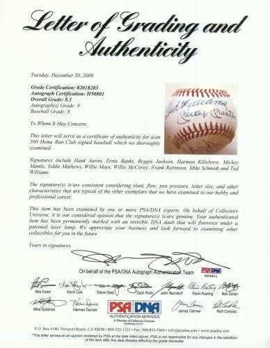 500 домашни потпишани бејзбол ПСА ДНК нане 9 Мики Мантил Тед Вилијамс 11 Сигс - автограмирани бејзбол