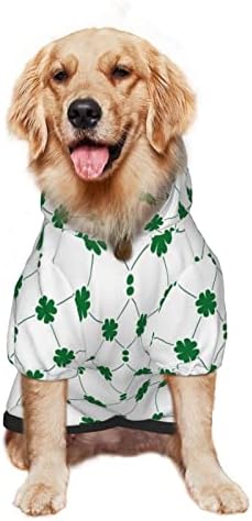 Големо кучиња худи-худи-патерик-ден-зелена трева облека за домашно миленичиња со капа со мека мачка облека мантил мал