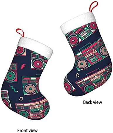 Божиќни чорапи на Аугенстер Ретро Бумбокс радио двострана камин што виси чорапи