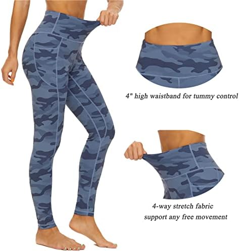 Devirld женски хеланки со џебови контрола на стомакот, високи половини за јога панталони за вежбање со теретани за жени