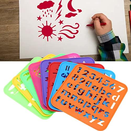 8 парчиња деца кои цртаат матрици, комплет за пластични матрици, шаблони за цртање на букви за момчиња за девојчиња
