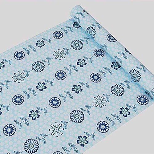 Yifely Blue Flower Tabletop Заштита на кора од хартија и залепување на полицата за налепница на фиоката за фиоки 17,7 инчи на 9,8 стапки