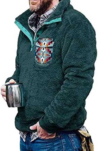 Fgdjee zip up hoodie men's топла џемпер со џемпери на вратот v вратот ретро обрасци печатење држач јака машка маичка плус худи