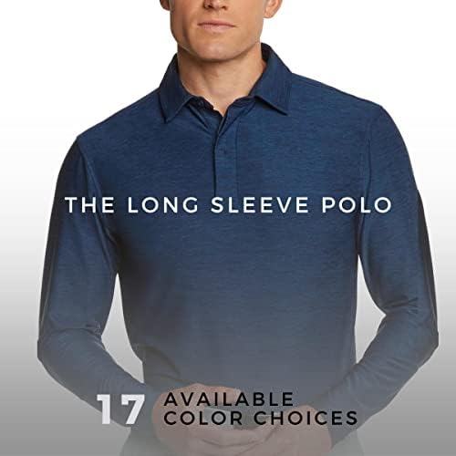 Машка суво вклопна кошула за голф со долг ракав - Брзи суви поло маици - UPF 30, истегнување ткаенина