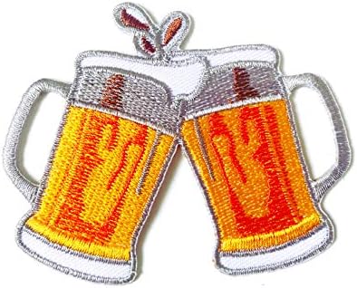 Апликација за лого со чаша од пиво стакло извезено шиење на железо на лепенка ранец на фармерки јакни облека