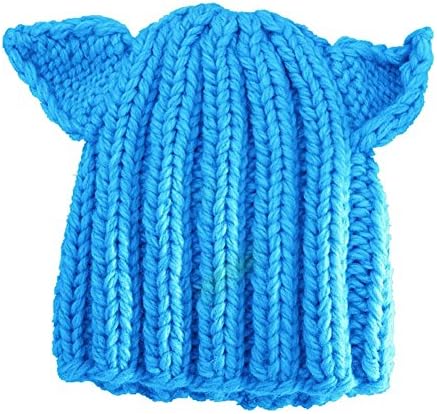 Бибитим зимска топла капа женски ѓаволски рог плетени капи мачки уши плетење капачиња