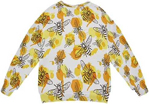 Течен мед чешлаат пчели момче девојче џемпер за џемпер на дете, џемпер за пулвер, долга ракав есен зимска облека