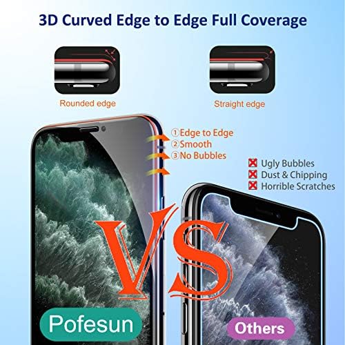 Pofesun 6 пакет со раб до раб за калено стакло заштитник на екранот за iPhone 11/iPhone XR 6.1inch, целосен врамен филм за покривање