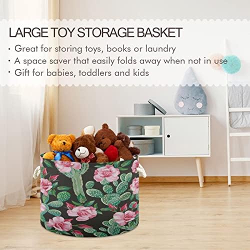 Кигаи памук јаже корпа кактус цвет голема корпа за складирање за играчки ќебе бебе за перење за расадник, плакарот, спална соба,