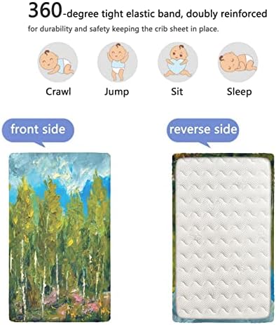Масло сликање тематски опремени мини чаршафи, преносни мини чаршафи за чаршафи за кревет за кревет - чаршафи за креветчиња за кревет