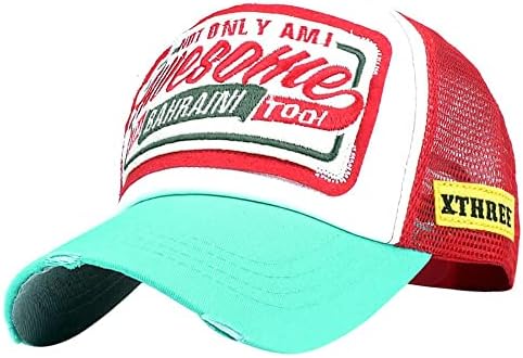 Камион Хет мажи жени млади возрасни мрежи безбол капа за прицврстување на капа, прилагодлива капа за трчање, везена капа за сонце за спорт