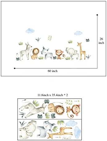 Цртани Животни Сафари Џунгла Расадник Налепници За Ѕид | Детска Соба Расадник Декор Налепница | Детска Соба Декор Ѕид Акварел