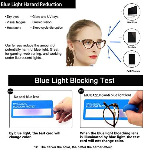 Маре Азуро Прогресивно мултифокално сино светло блокирање очила за читање за жени CATEYE 0 1.0 1.5 2.0 2.5 3.0 3.5 4.0