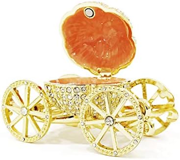 VI N VI Златна принцеза Пепелашка сребрена ринестон Кристал од тиква од тиква кутија, кутија за накит | Рачно обоена колекционерска