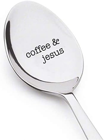 Кафе Исус врежана лажица - христијански подароци за неа - идеја за подароци за пастори - инспиративна кујна лажица - религиозна лажица -