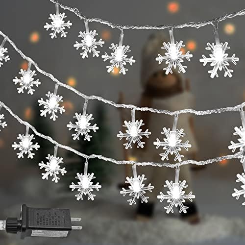 Енбрист снегулка Божиќни жици светла на отворено, 100 LED 49 стапки приклучок во самовила светла 8 режими водоотпорен проширен за Божиќ