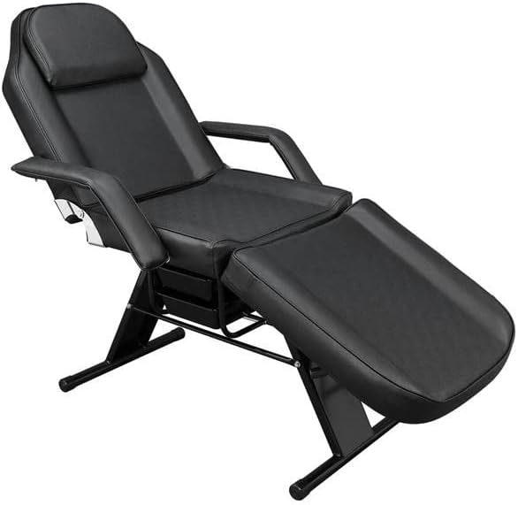 Sawqf со двојна намена за тетоважа бербер стол прилагодлив салон за убавина спа-маса масажа со фиока 185x82x80cm црна
