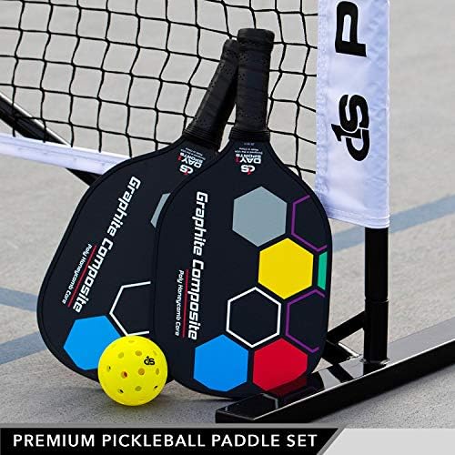 Премиум сет за пикаболи - 2 лопатка сет со торба за носење мрежи, 4 топки на ден 1 спорт - издржливи лопатки со топчести топки