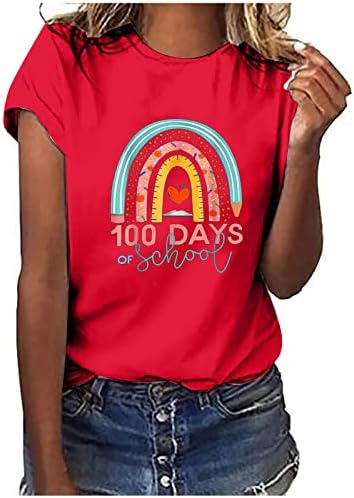 Womenените есен летен кошула 2023 облека трендовски кратки ракави памучни графички смешни канцелариски врвни кошула за девојчиња 08 08
