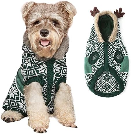 Емст Божиќни џемпери за кучиња за големи кучиња, зимска топла снегулка кучиња божиќна облека, зелена, xxl