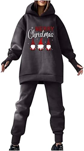 Christmasенски Божиќен потсетник постави 2 парчиња аспиратори со долги ракави, пулверски патеки џогер џемпери со џебови