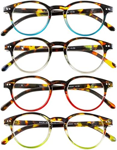 Невенд 4 Пара Очила За Читање За Мажи Жени Пролетна Шарка Тркалезна Рог Моќ Овални Очила За Читање