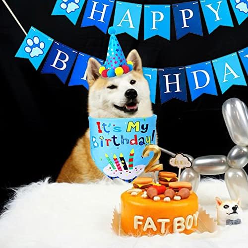 Управи за роденденска забава, кучиња роденденски бандана капа, кученца 1 -ви роденденска облека со број, среќен роденденски банер, шамија