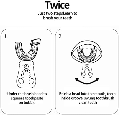PMUYBHF 2 парчиња четка за заби за деца во форма на деца за 360 ° Темелно чистење Белење масажа за заби за заби У- Моделирање на четка за