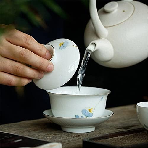 Walnuta 9 Поставете рачно насликана слива цвет Кунг Фу чај сет традиционален кинески бел порцелан чај сервис Jingdezhen Dreamware (боја: