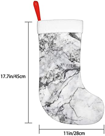 Божиќни чорапи за божиќни чорапи Хипстер Бело црно мермер двострано камин што виси чорапи