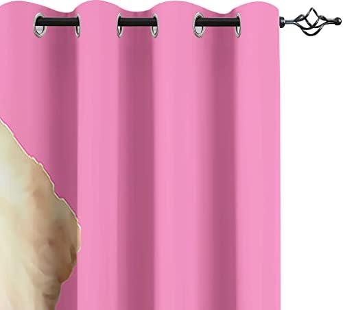 Yuiupd 3d розово животно куче печатено затемнување завеси, 2 панели за окулетни супер меки термички изолирани затемнети драперии за дневна