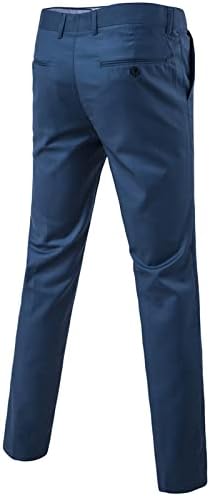 Машки Стилски Тенок Истегнување Панталони Еднобојни Слаби Вклопуваат Удобност Панталони Лесни Удобност Деловни Панталони