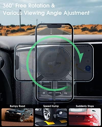 【Верзија за ладење на полупроводници】 Полнач за автомобили Magsafe, Lertosen магнетски безжичен полнач за безжични автомобили за iPhone
