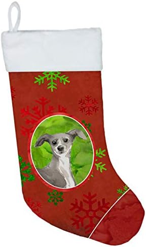 Богатства на Каролина CK3994CS Божиќни снегулки Италијански Грејхунд Божиќно порибување, камин виси чорапи Божиќна сезона забава Декорации